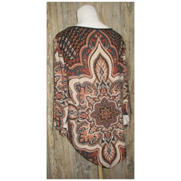 db established 1962 Womens Sz PL Petite Large Brown Paisley Fall Office Boho Top - Picture 3 of 13